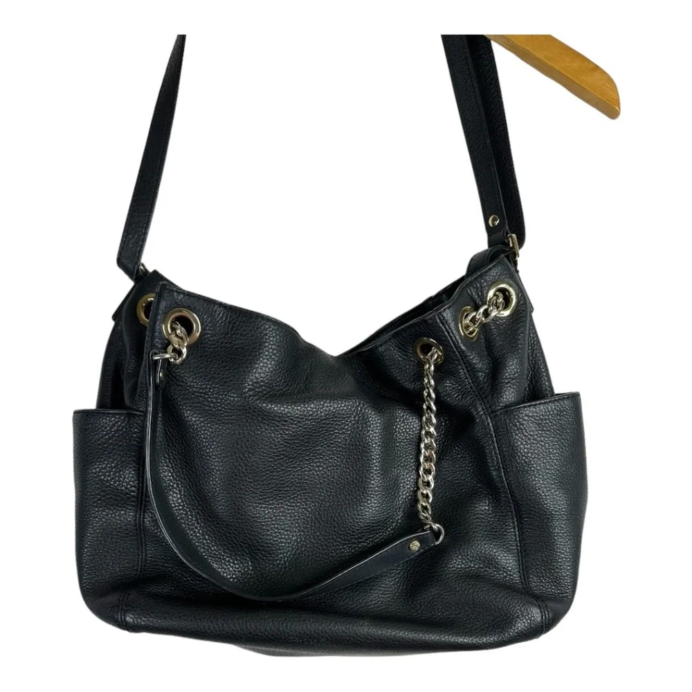 Michael Kors Black‎ Pebbled Leather Gold Chain Shoulder Bag - Picture 2 of 8